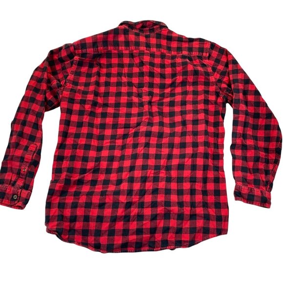 Eddie Bauer Men's Flannel Shirt XLT Red Black Buffalo Plaid Relaxed Fit Long Sle - Picture 2 of 10